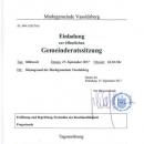 Einladung Gemeinderatssitzung 27. September 2017